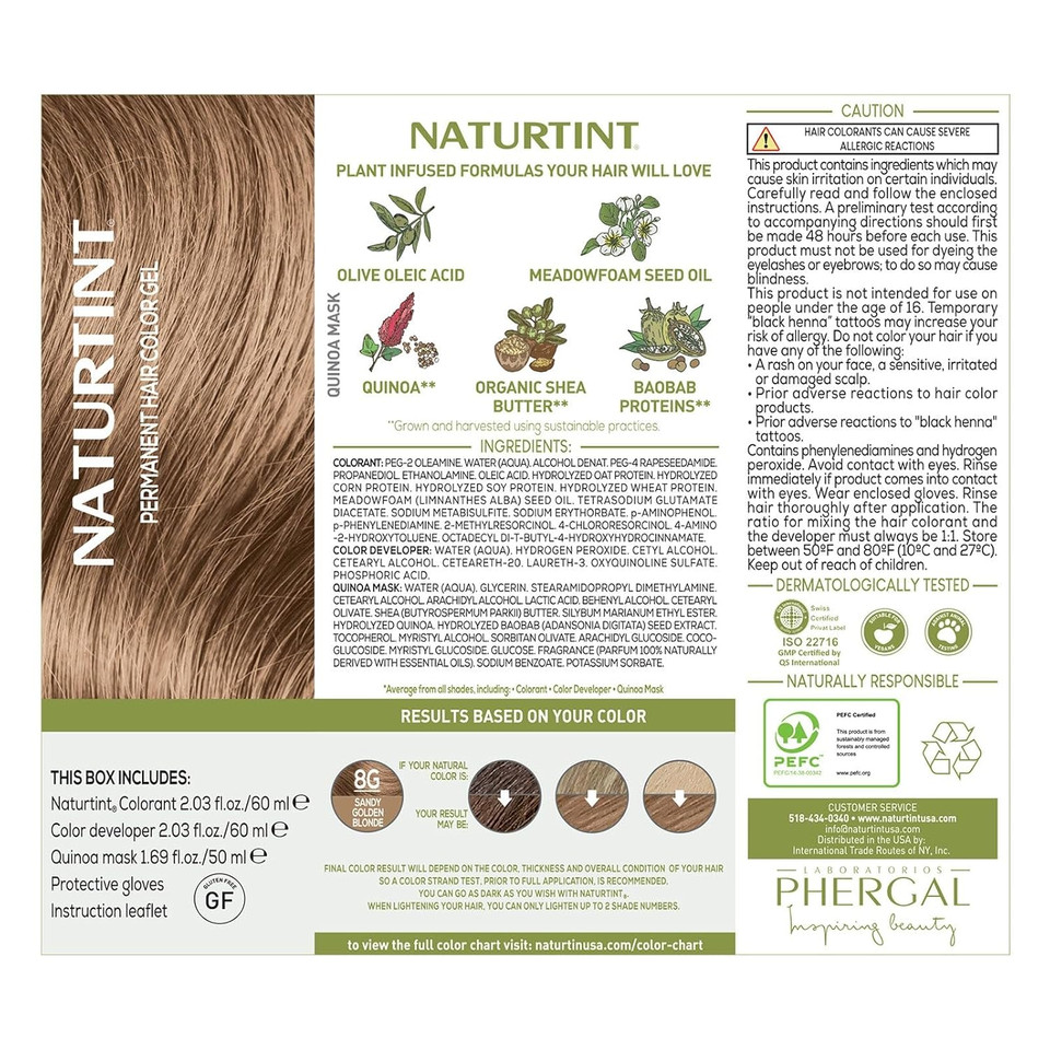 Hair Color-8G/Sand Golden Blonde Naturtint 5.6 Oz