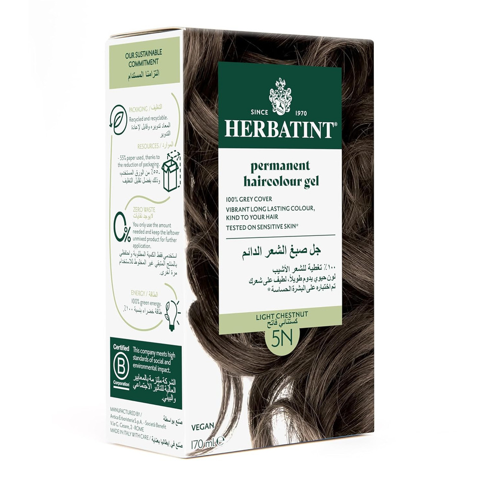 Herbatint Permanent Herbal Haircolour Gel 5N Light Chestnut - 135 Ml