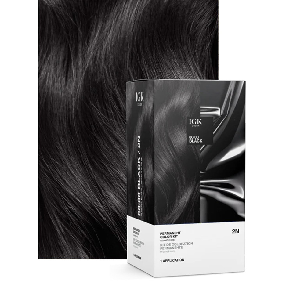 Igk Permanent Hair Color Kit | 1B Moon Dance - Darkest Blue Black | 100% Gray Color Coverage + Strengthen + Shine | Ammonia Free