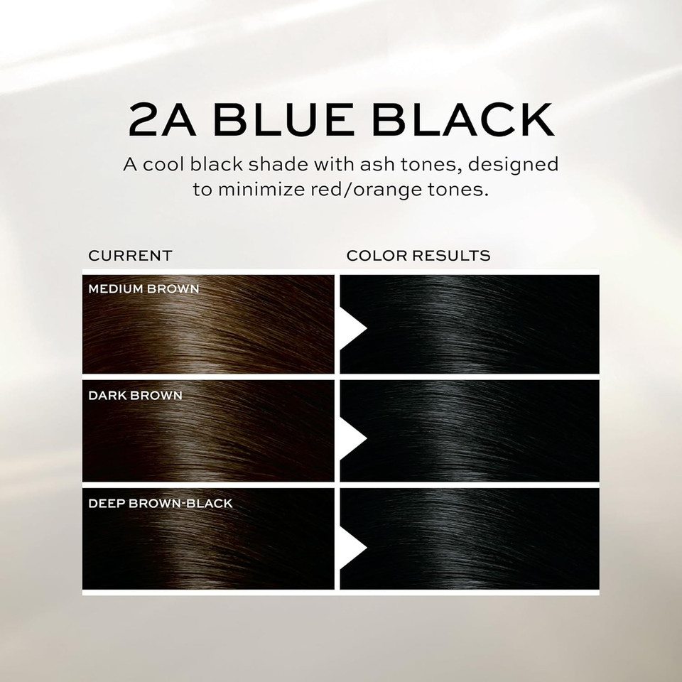 John Frieda Precision Foam Colour, Blue Black 2A, Full-Coverage Hair Color Kit, Anti-Fade Gray Coverage, Deep Color Saturation Hair Dye, 1 Application