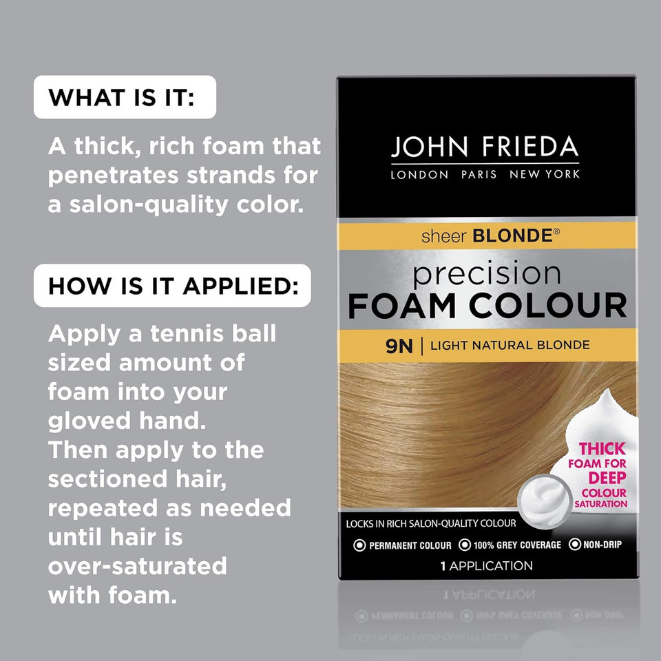 John Frieda Precision Foam Colour, Dark Chocolate Brown 4Bg, Full-Coverage Hair Color Kit, Anti-Fade Gray Coverage, Deep Color Saturation Hair Dye, 1 Application