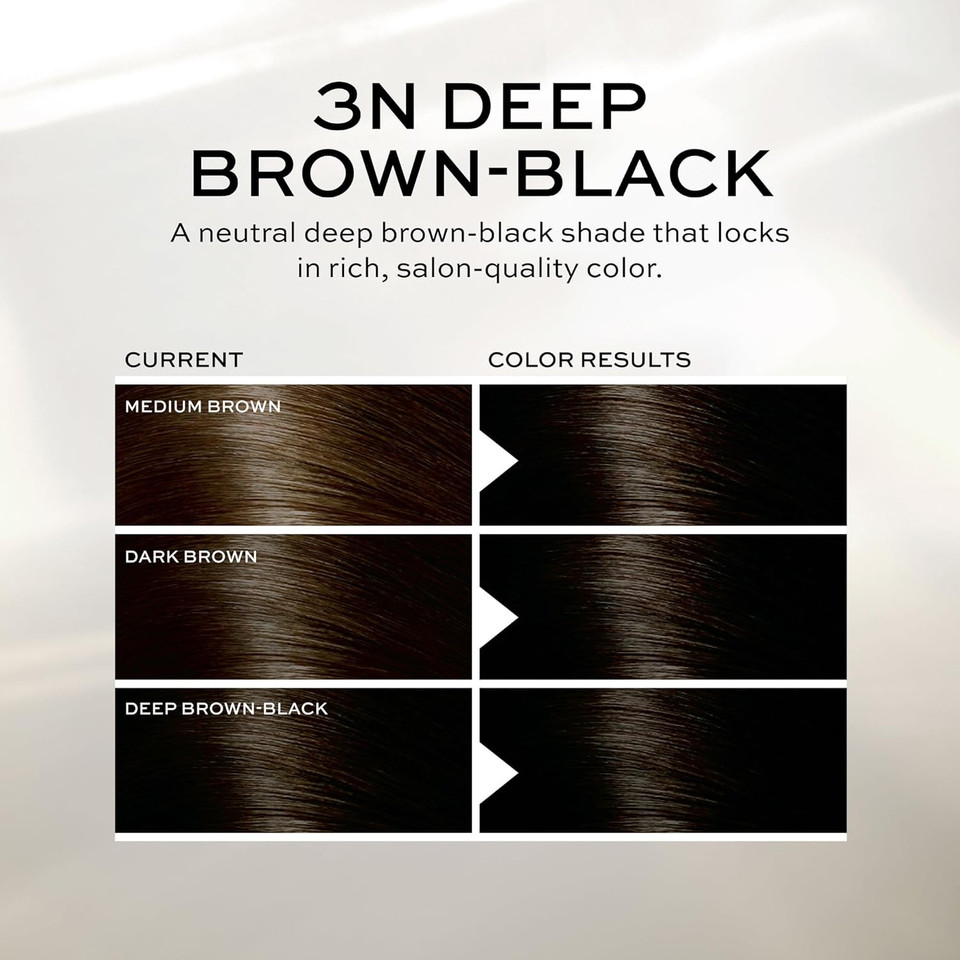 John Frieda Precision Foam Colour, Deep Brown Black 3N, Full-Coverage Hair Color Kit, Anti-Fade Gray Coverage, Deep Color Saturation Hair Dye, 1 Application