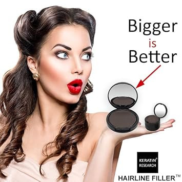 Keratin Research Hairline Filler Unisex Mineral Powder Root Touch-Up Hair Loss Concealer Scalp & Beard Bald Patch Coverage Fibers For Thinning Hair Waterproof Organic Natural Look (Warm Med Brown, Xl)