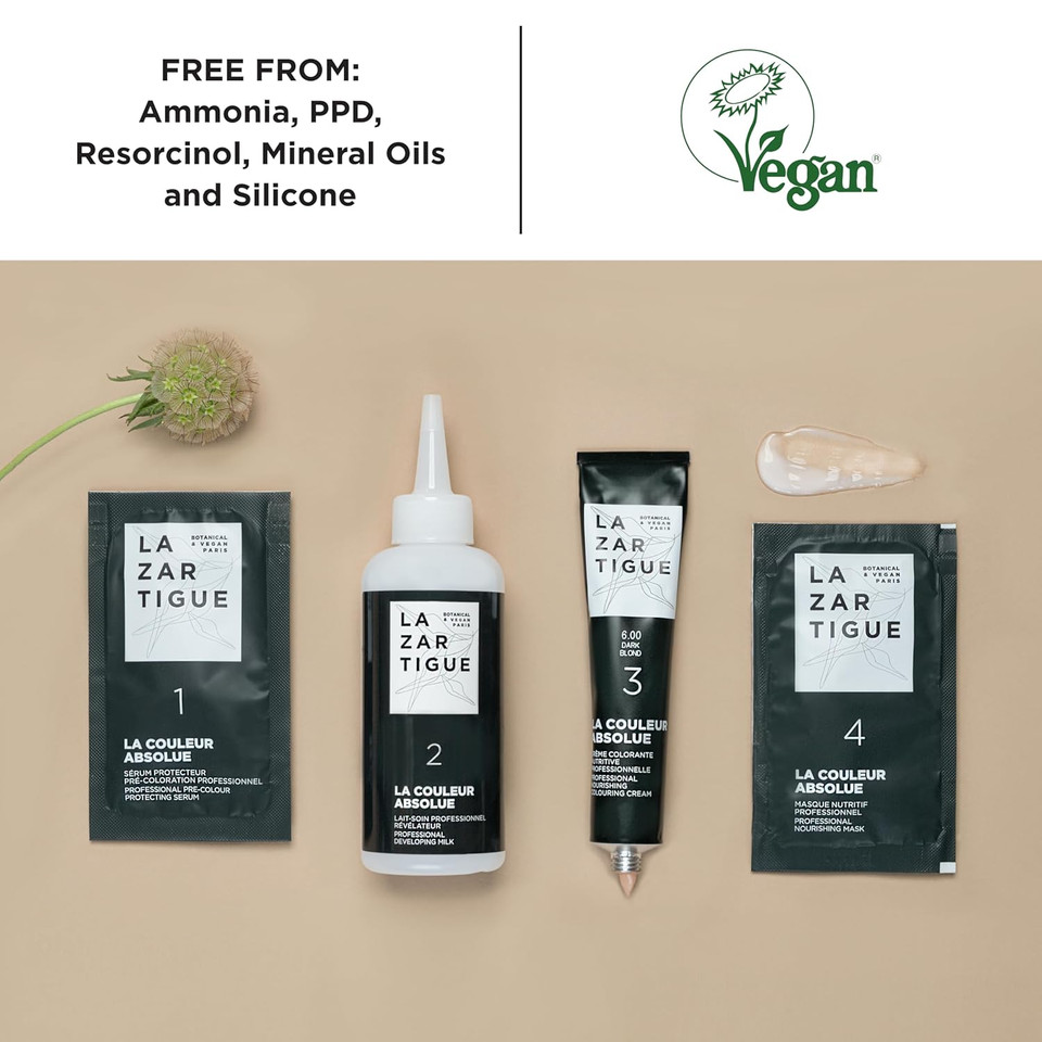 Lazartigue La Couleur Absolue, Permanent Hair Color With Botanical Extracts, Golden Dark Blond, Coloring Kit, Vegan, Cruelty-Free, Ammonia-Free