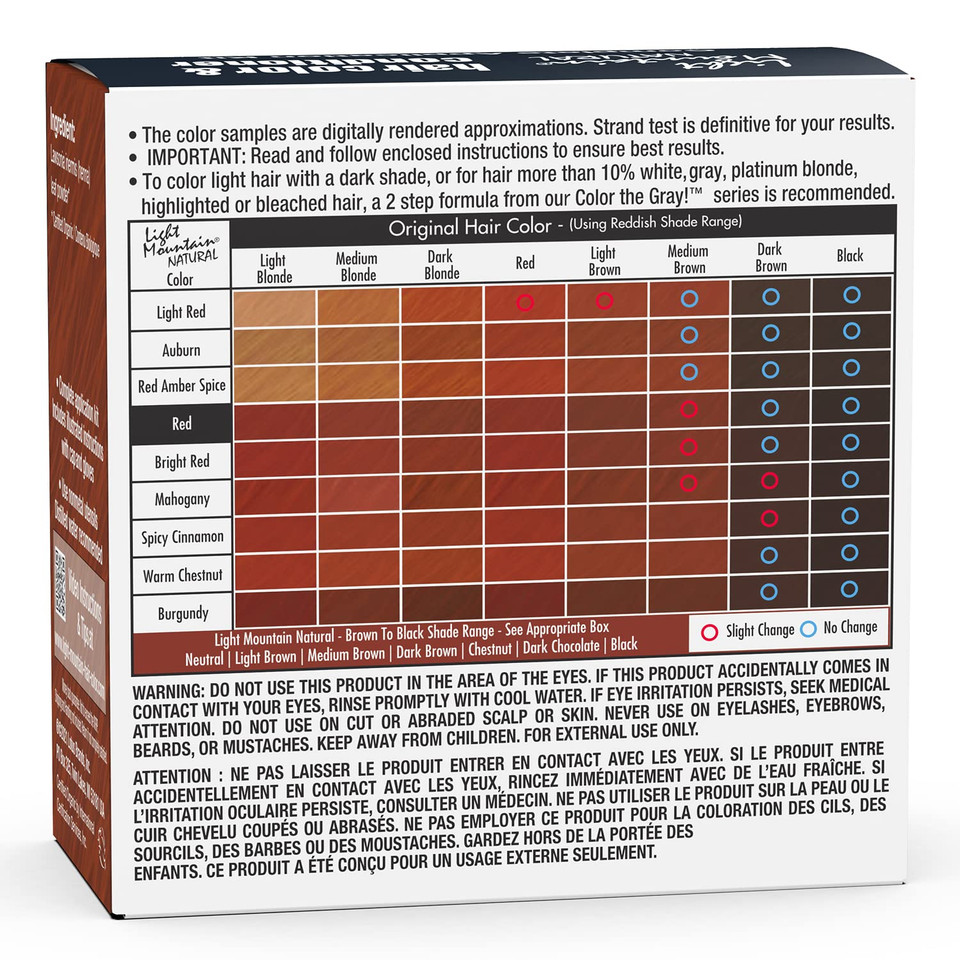 Light Mountain Henna Hair Color & Conditioner  Red Hair Dye, Organic Henna Leaf Powder And Botanicals, Chemical-Free, Semi-Permanent Hair Color + 4 Hair Clips