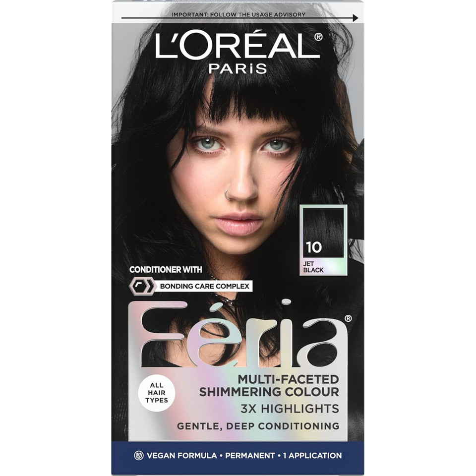 L'Oreal Paris Feria Multi-Faceted Shimmering Permanent Hair Color, 411 Sapphire Smoke (Smokey Blue)