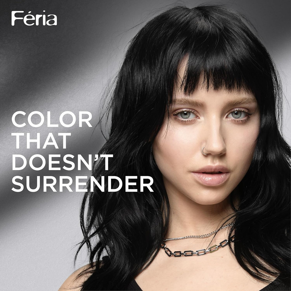 L'Oreal Paris Feria Multi-Faceted Shimmering Permanent Hair Color, 411 Sapphire Smoke (Smokey Blue)