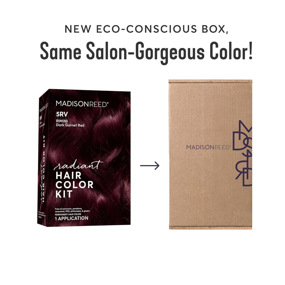 Madison Reed Radiant Hair Color Kit | 5Rv Dark Garnet Red (Rimini Garnet) For 100% Gray Hair Coverage | Salon Quality Permanent Hair Dye | Ppd-Free & Ammonia-Free | (Packaging May Vary) 1 Pack