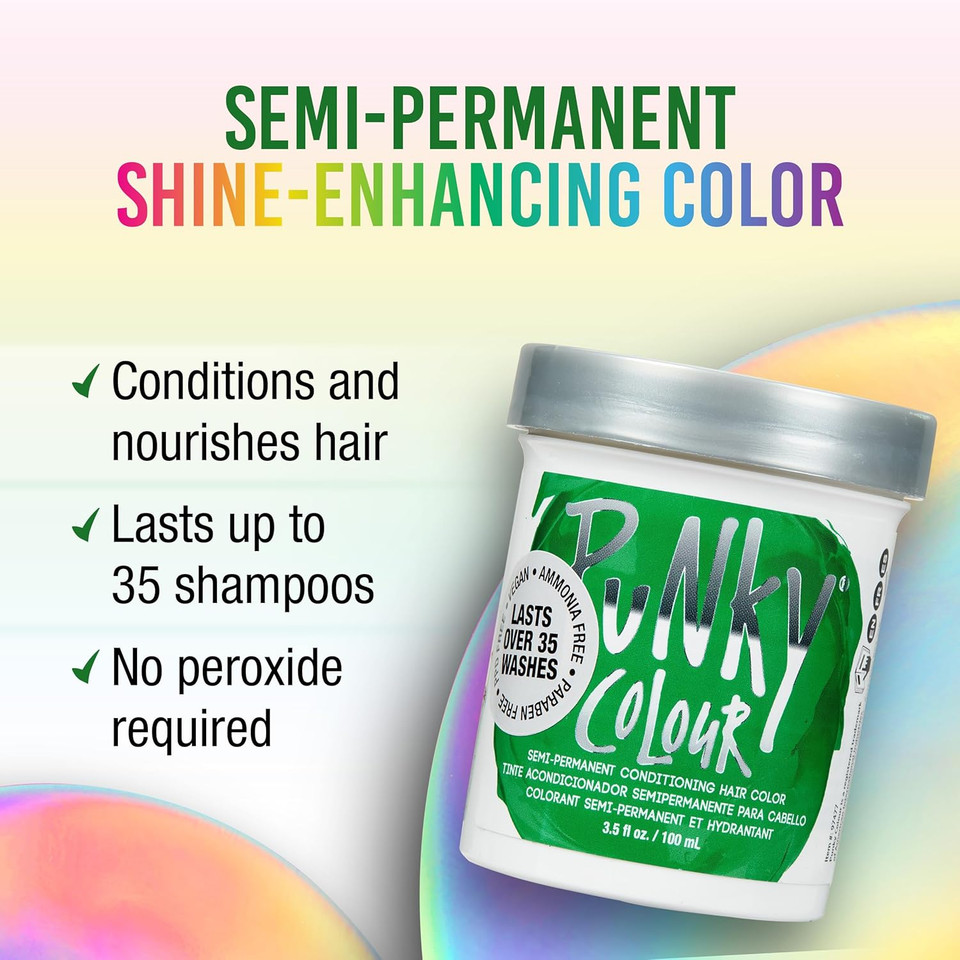 Punky Apple Green Semi Permanent Conditioning Hair Color, 3.5Oz