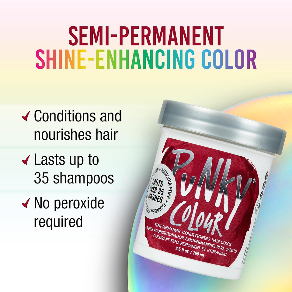 Punky Ebony Semi Permanent Conditioning Hair Color, Non-Damaging Hair Dye, Vegan, Ppd And Paraben Free, Transforms To Vibrant Hair Color, Easy To Use And Apply Hair Tint, Lasts Up To 35 Washes, 3.5Oz