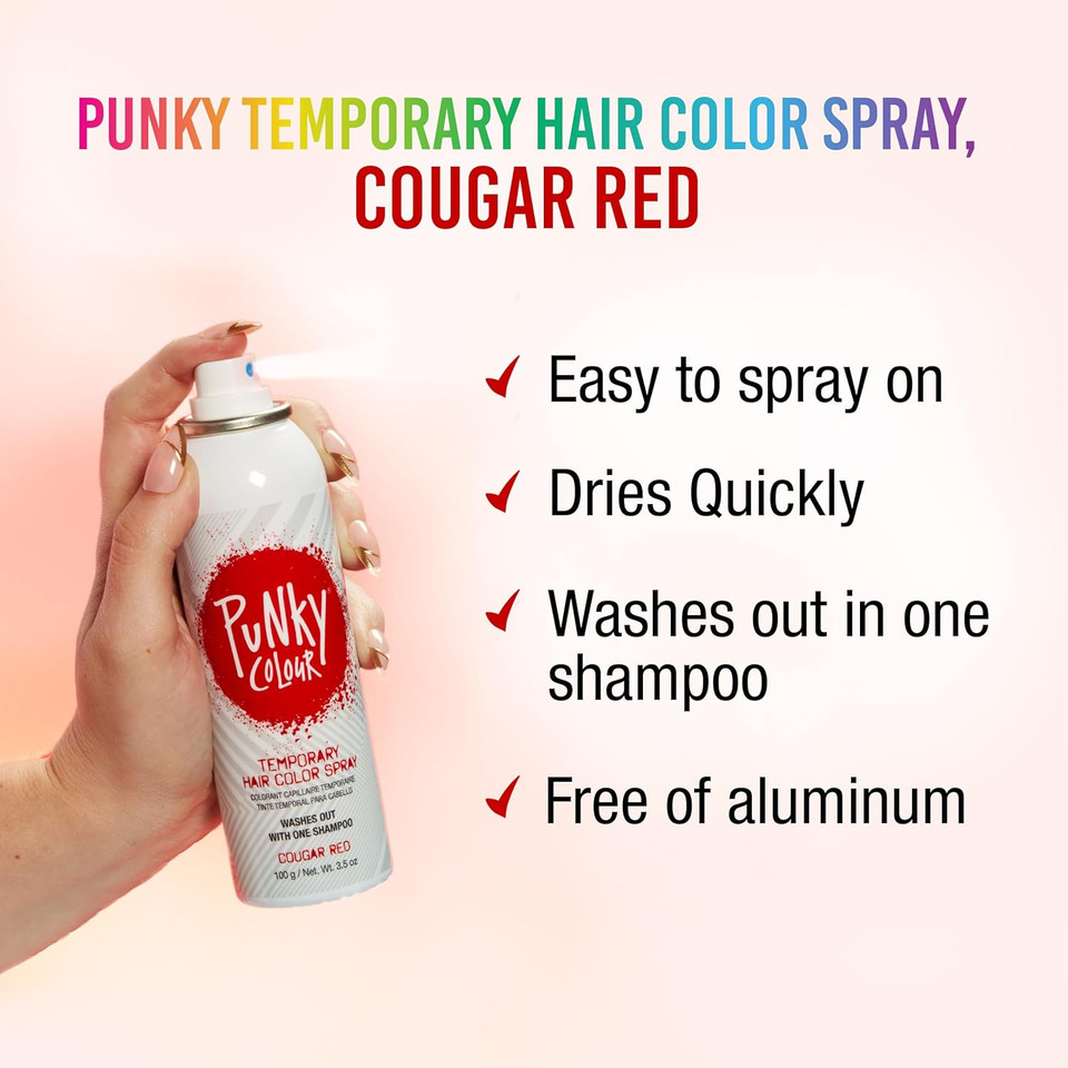 Punky Temporary Hair Color Spray, Lynx Pink, Fast-Drying, Non-Sticky, Non-Damaging, Travel Size Hair Dye For Instant Vivid Hair Color, 3.5 Oz