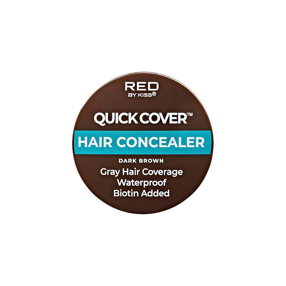 Red By Kiss Quick Cover Hair Concealer, Temporary Root Touch-Up, Broad Mass Gray Coverage, Lightweight & Waterproof, Biotin Infused (Dark Brown)