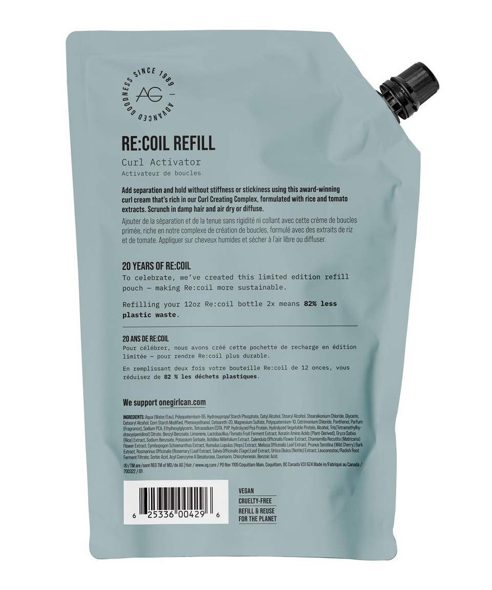 Ag Care Re:Coil Curl Activator Curl Cream Award-Winning Curl Creating Complex - Ultra-Nourishing Curly Hair Cream For Defined, Healthy Curls, 12 Fl Oz