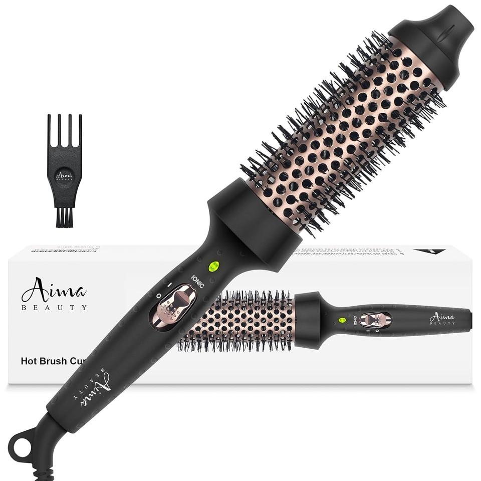 Aima Beauty Hair Curling Iron Brush, 1.5" Ceramic Hot Brush For Loose Curls, Dual Voltage & 60Mins Auto-Off, Black Aima Beauty Hair Curling Iron Brush, 1.5" Ceramic Hot Brush For Loose Curls, Dual Voltage & 60Mins Auto-Off, Black
