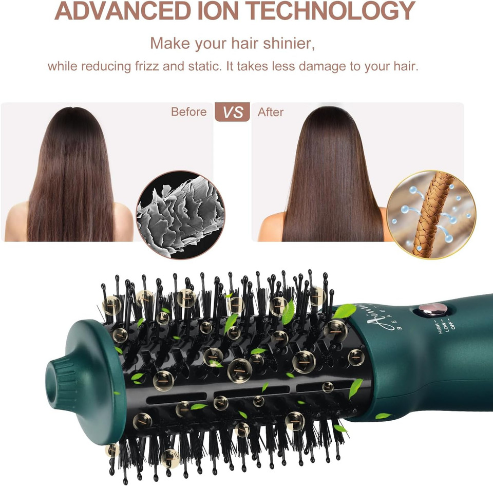 Aima Beauty Hair Dryer Brush Dual Voltage Worldwide Travel Blow Dryer Brush Hot Air Brush Oval Barrel 110-120V/220-240V 360°Airflow,Negative Ionic Frizz-Free Dry/Straightening/Voluming, Dark Green Aima Beauty Hair Dryer Brush Dual Voltage Worldwide Travel Blow Dryer Brush Hot Air Brush Oval Barrel 110-120V/220-240V 360°Airflow,Negative Ionic Frizz-Free Dry/Straightening/Voluming, Dark Green