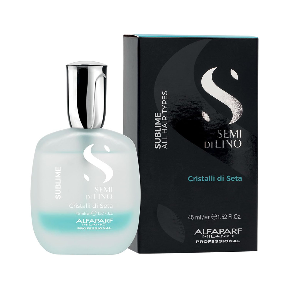 Alfaparf Milano Semi Di Lino Sublime Cristalli Di Seta - Finishing + Smoothing Serum For Fine Hair - Nourishing Hair Oil To Protect & Add Shine - Professional Hair Care (1.52 Oz / 45 Ml)