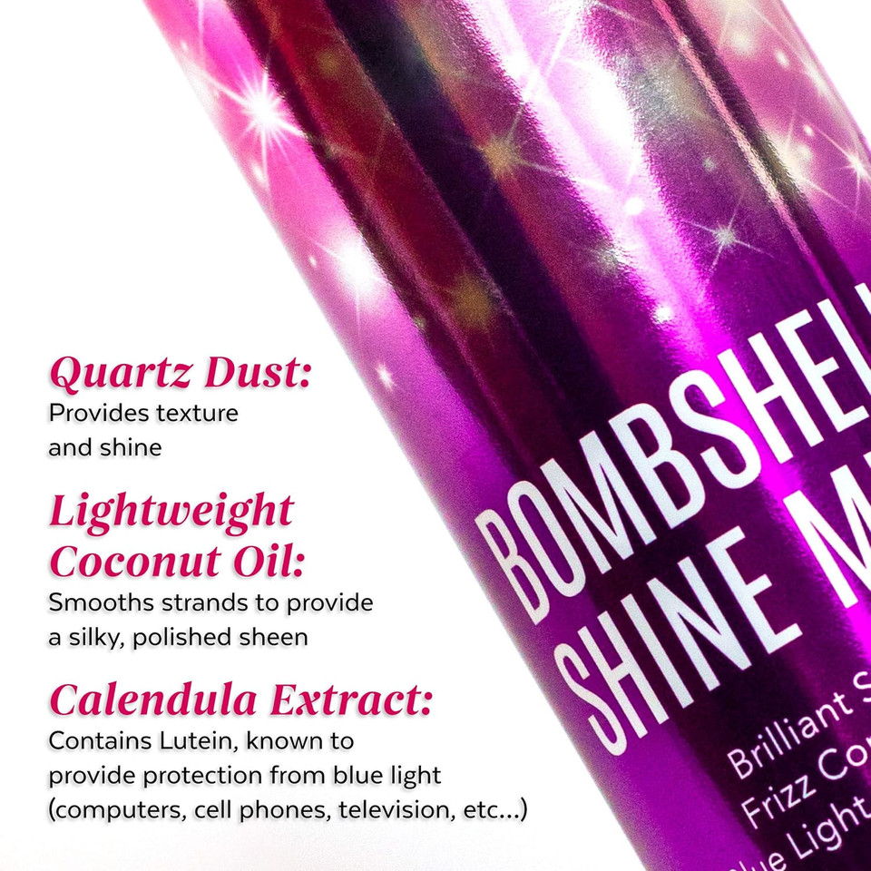 Aloxxi Bombshell Shine Mist Heat Styling Spray That Is A Weightless & Superfine Mist With Quartz Dust, Calendula Extract & Colour Care Complex, 6.5 Oz