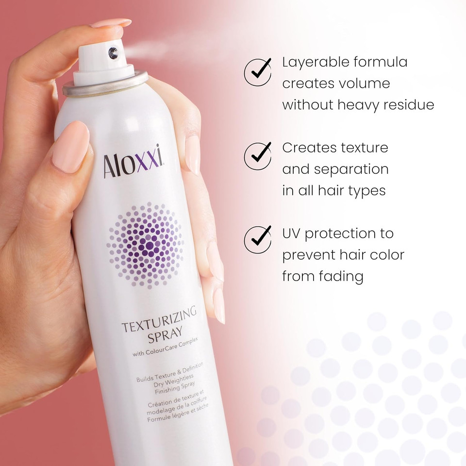Aloxxi Texturizing Hair Spray - Builds Texture, Definition, Volume & Lift - Lightweight Formula - Hair Mist With Glycerin & Zeolite - Hair Thickening Texture Spray For Tousled Hairstyles, 6.5 Fl Oz
