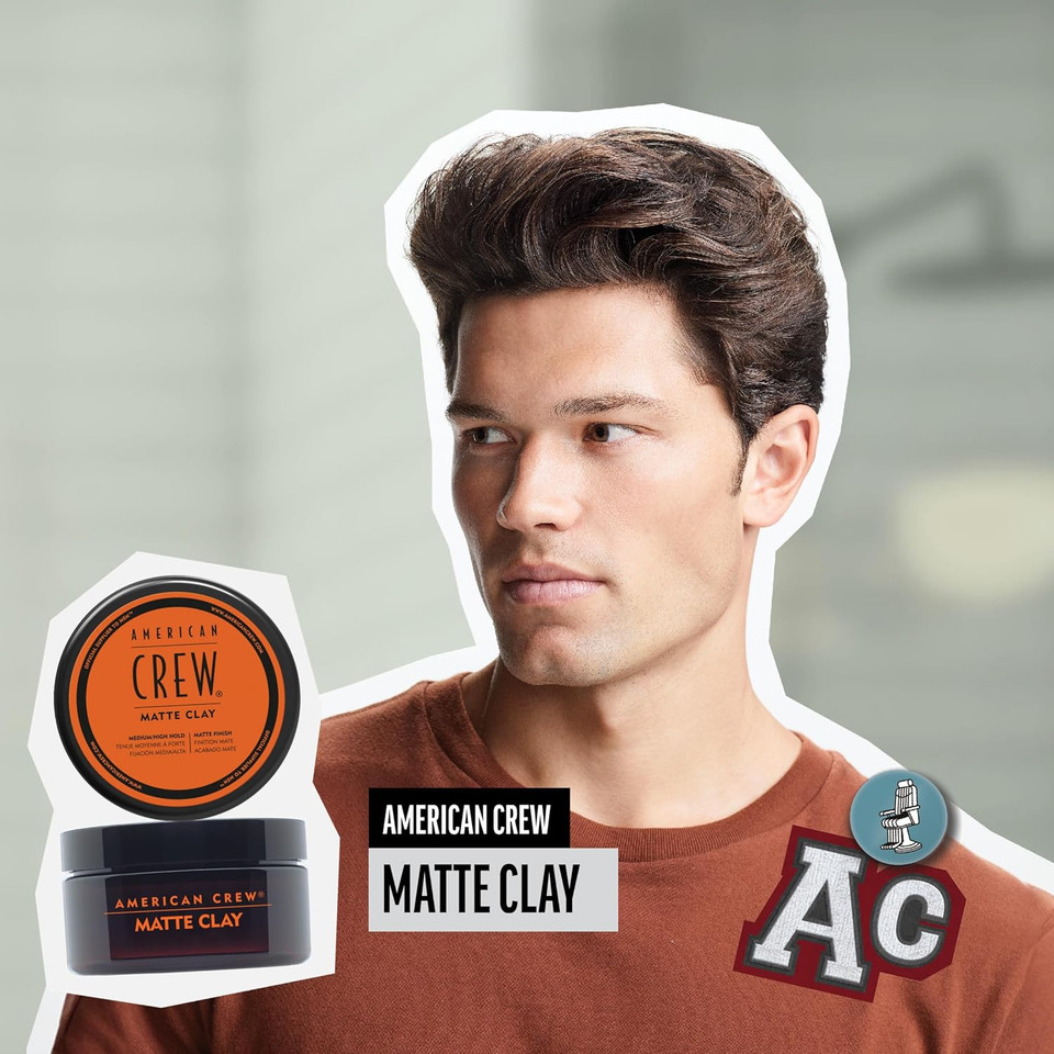 American Crew Men'S Hair Matte Clay, Like Hair Gel With Medium/High Hold, 3 Oz