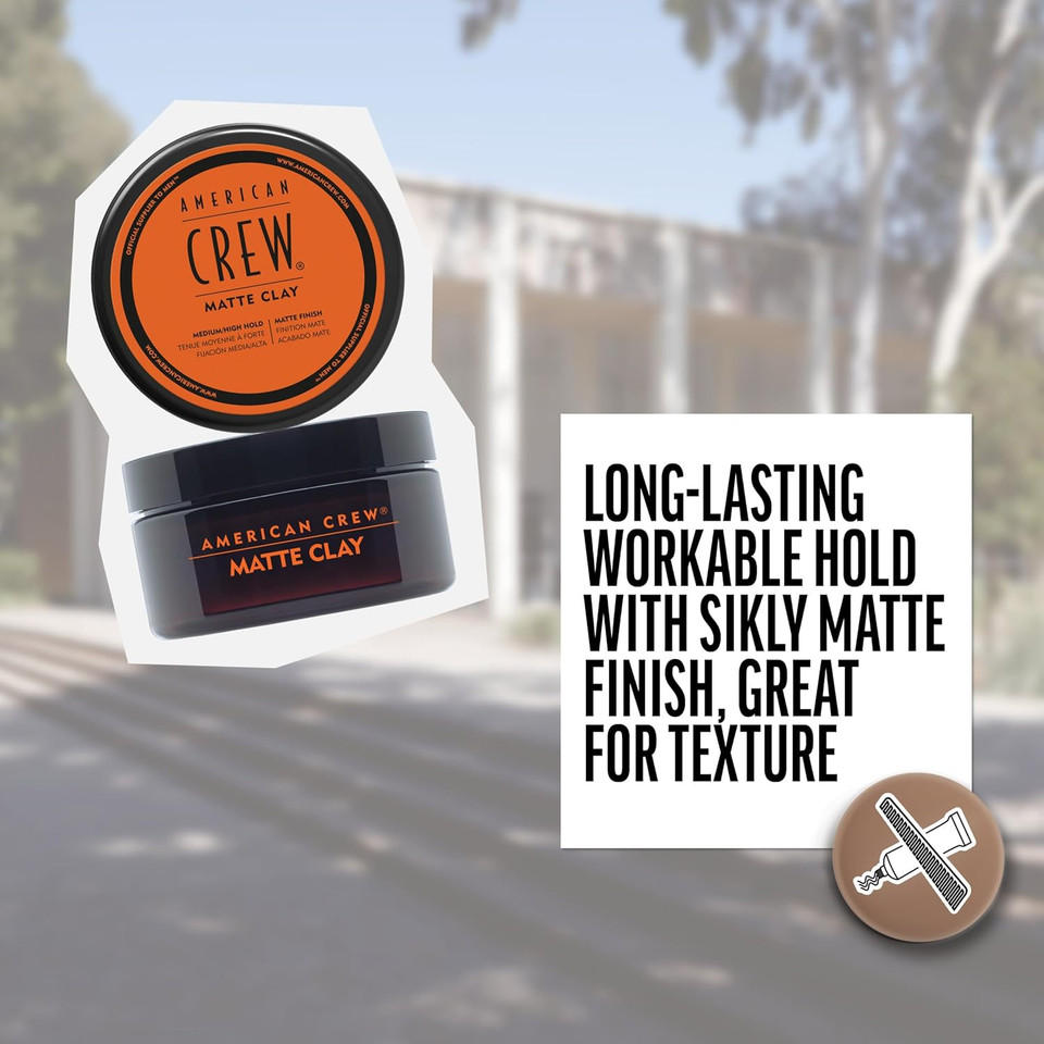 American Crew Men'S Hair Matte Clay, Like Hair Gel With Medium/High Hold, 3 Oz