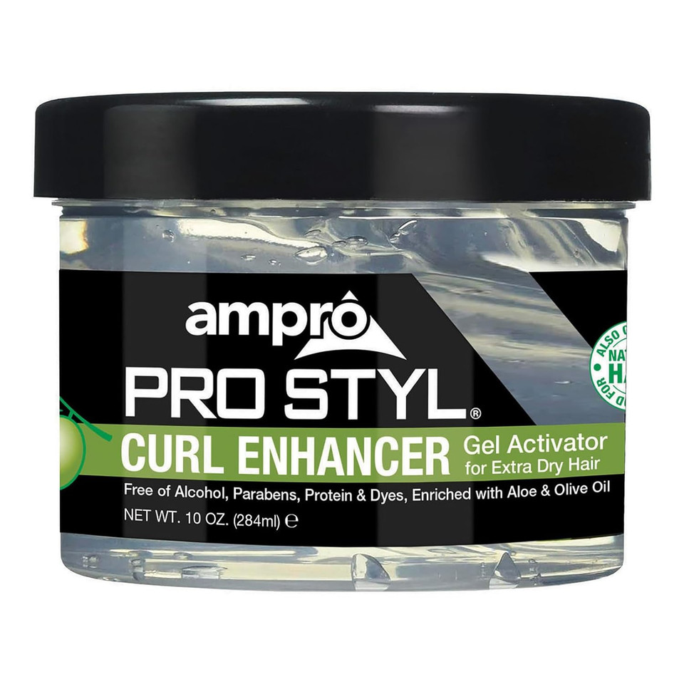Ampro Pro Styl Curl Enhancer - Gel Activator With Olive Oil To Moisturize And Define Coils And Waves - Helps Protect And Hydrate Hair Shaft - Tames And Adds Shine To Tresses - Extra - 10 Oz