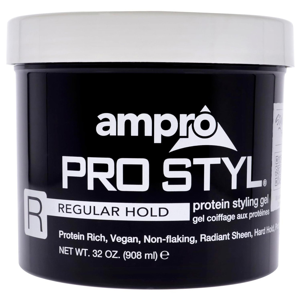 Ampro Pro Styl Styling Gel - Protects And Strengthens Your Strands - Non-Flaking, Alcohol Free, Vegan Formula - Flexible, Touchable Hold For All Hair Textures - Regular - 32 Oz