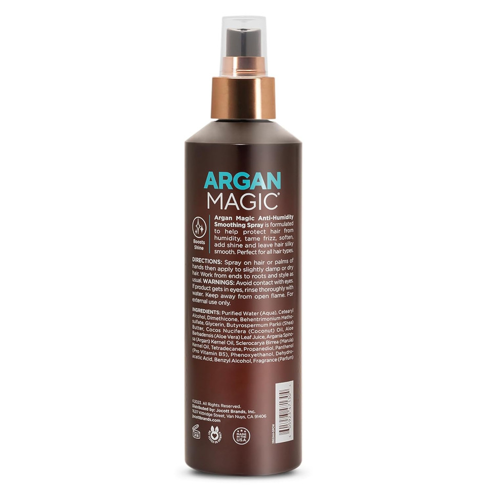 Argan Magic Anti-Humidity Smoothing Spray With Argan Oil - Tames Frizz, Fights Humidity, Adds Shine & Softens | Made In Usa, Paraben Free, Cruelty Free (8.5 Oz)