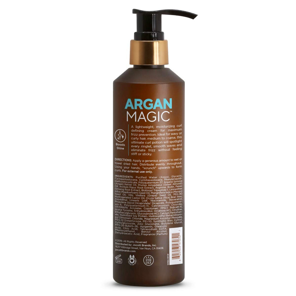 Argan Magic Defining Curl Cream - Enhances Waves And Curls While Adding Definition | Conditions, Detangles, And Reduces Frizz | Paraben Free (8.5 Ounce / 250 Milliliter)