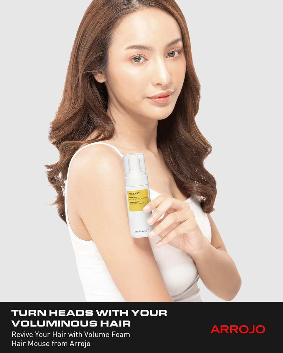 Arrojo Volume Foam Hair Mousse, Lavender-Pear Scent  Sulfate & Paraben-Free Volumizing Mousse For Fine Hair & All Hair Types - Adds Shape, Bounce & Texture, 4.2 Fl. Oz