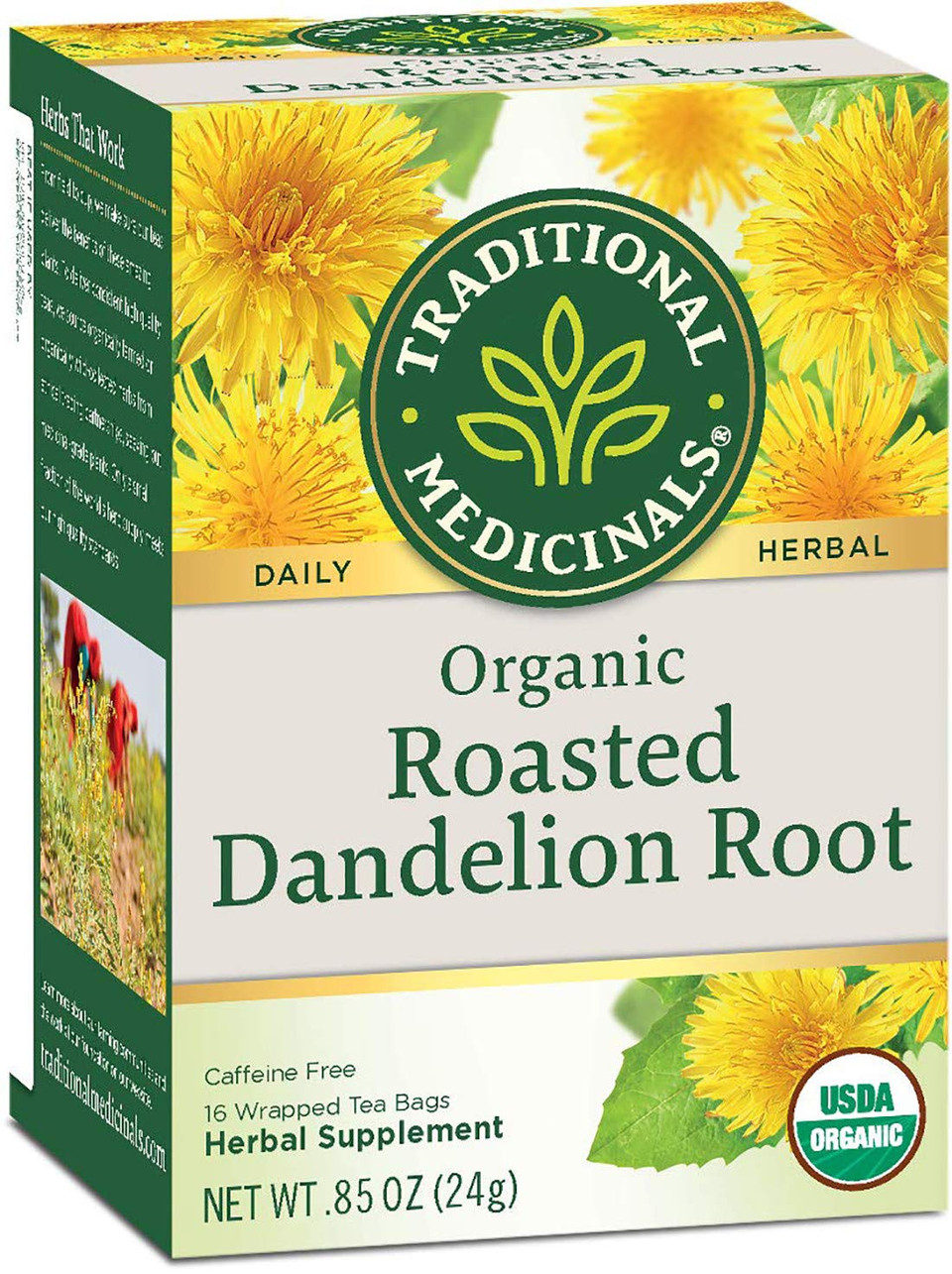 Traditional Medicinals Tea, Organic Roasted Dandelion Root, Supports Kidney Function & Healthy Digestion,16 Count(Pack Of 6)