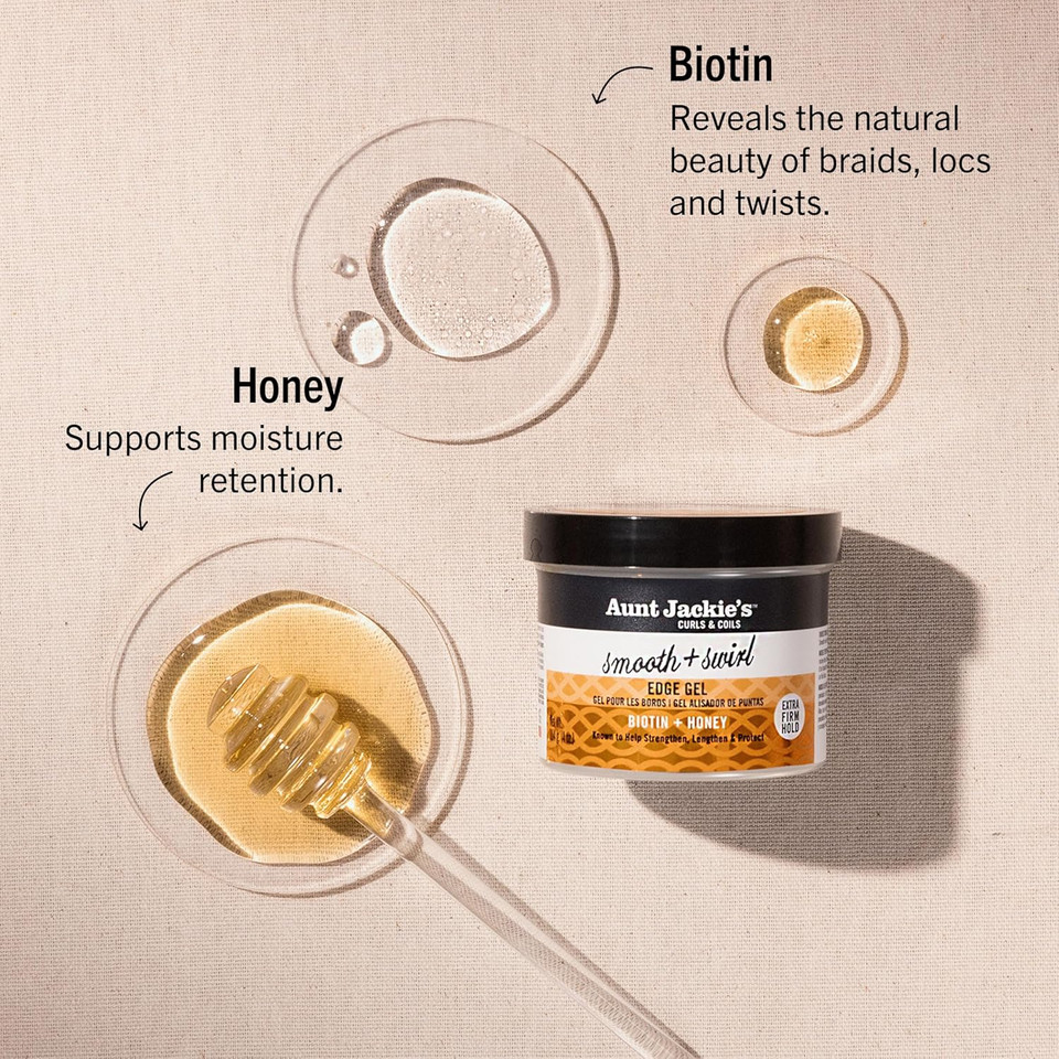 Aunt Jackie'S Award-Winning Braid + Twist Collection Smooth + Swirl Edge Gel With Extra Firm Hold, 4Oz