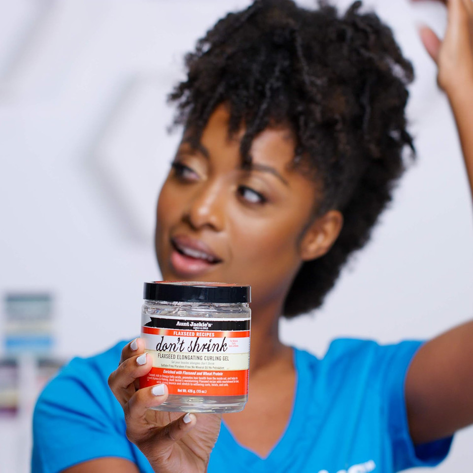 Aunt Jackie'S Flaxseed Gel And Goody 30 Count Black Hair Ties Bundle - 15 Oz Curling Gel And Damage-Free Ponytail Holders