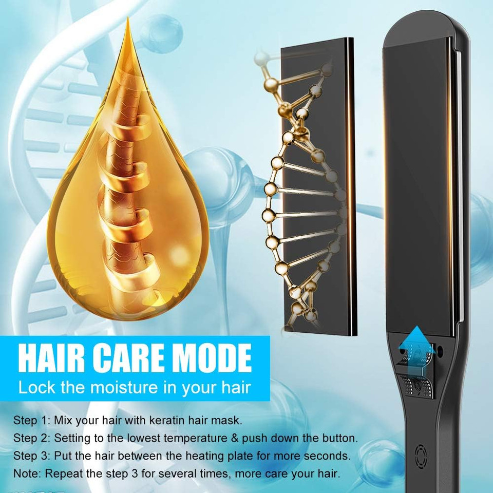 Professional Hair Straightener, 2.16'' Extra-Large Floating Titanium Flat Iron, Anti-Static 30S Instant Heating Straightening Iron With 5 Adjustable For All Hair Types