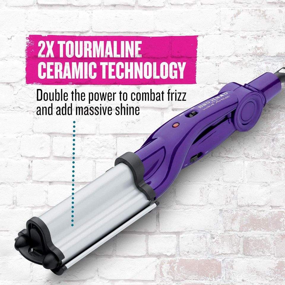 Bed Head Wave Artist Deep Waver | Combat Frizz, Get Long Lasting Results, & Add Massive Shine For Beachy Waves | With Tourmaline Ceramic Technology (Purple)
