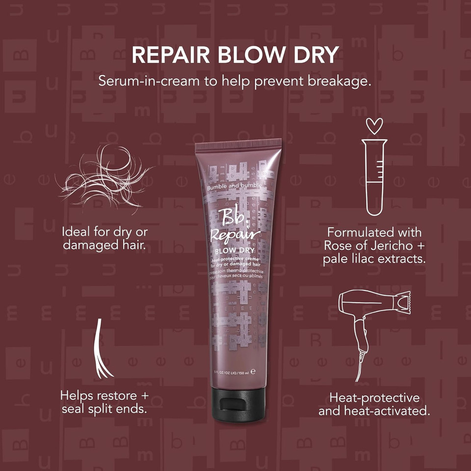 Bumble And Bumble. Straight Blow Dry Heat Protective Styling Cream | Anti Frizz| Curly, Wavy, Straight, 5 Fl Oz