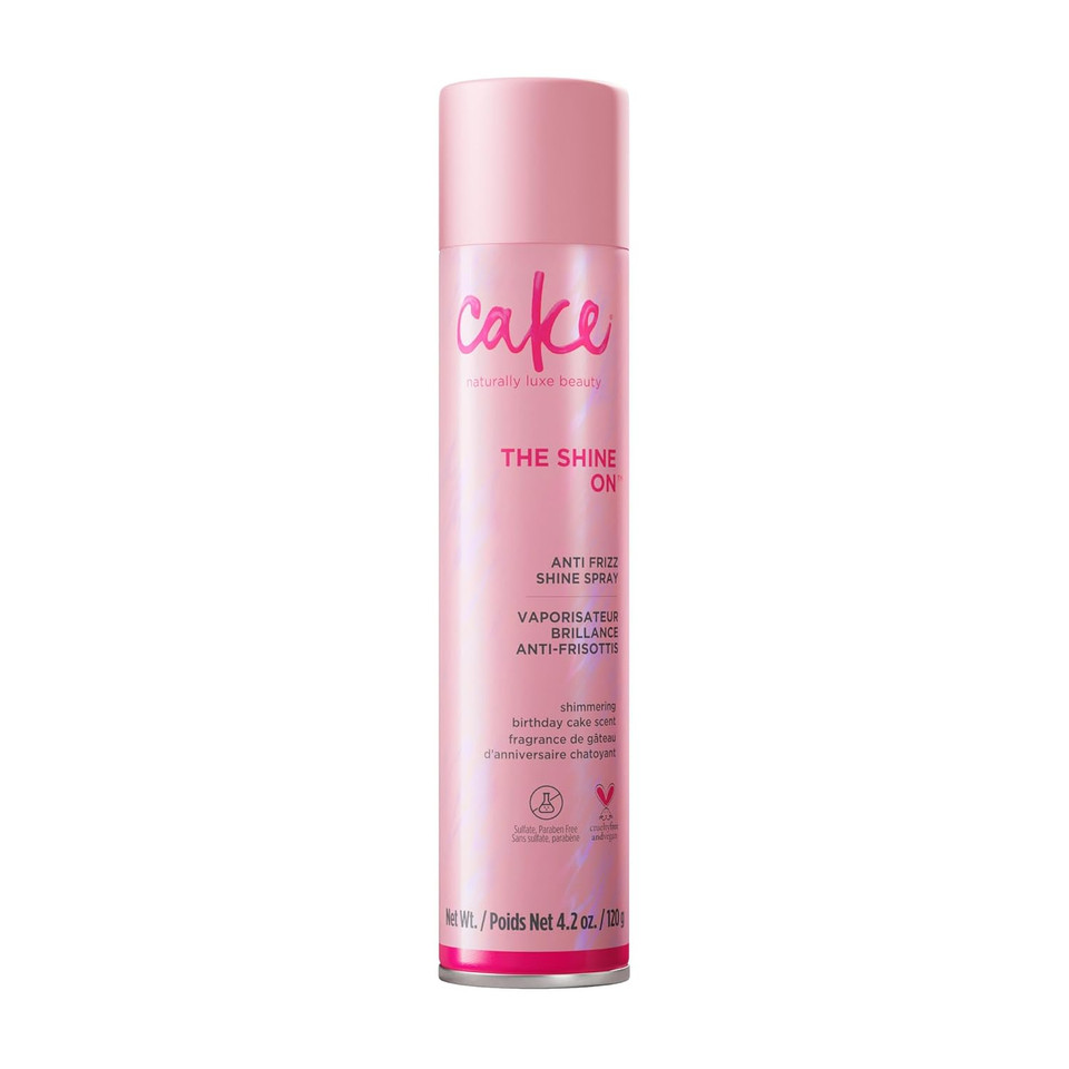 Cake Beauty Anti Frizz Shine Spray, The Shine On - Blocks Humidity For Smooth, Frizz Free, Shiny Hair - Safflower, Sweet Almond, Moringa & Argan Oil - For All Hair Types - 4.2 Oz