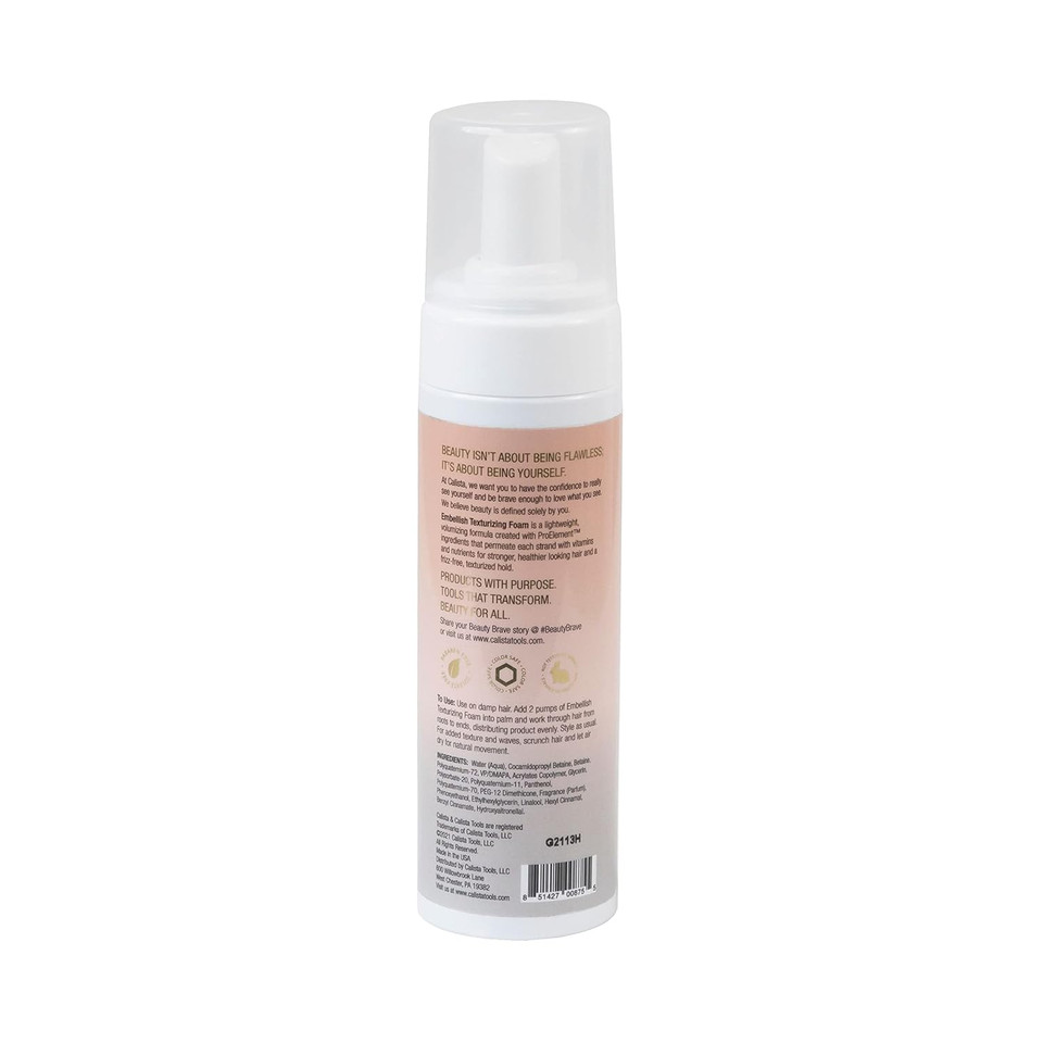 Calista Embellish Texturizing Foam | Volumizing Styling Mousse | Firm, Touchable Hold | Enhance Natural Texture | All Hair Types | 7 Oz