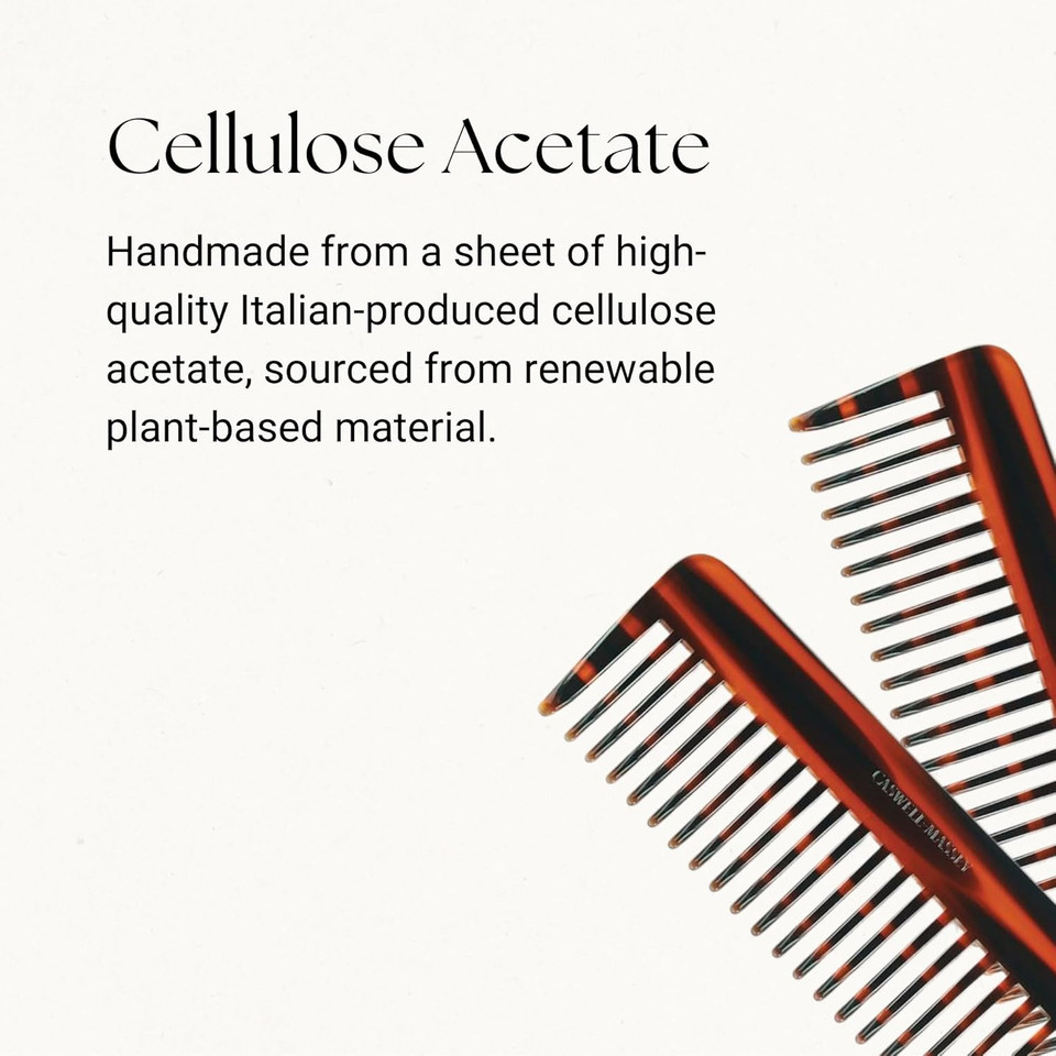 Caswell-Massey Travel Detangler Comb, Extra Wide, Handmade From Renewable & Plant-Based Italian Cellulose Acetate, Tortoise Pattern, 3.75 Wide