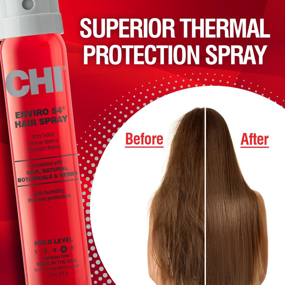 Chi Enviro 54 Hairspray, Firm Hold, Lightweight Spray To Finish & Secure Hairstyles, Sulfate & Paraben-Free, 2.6 Oz
