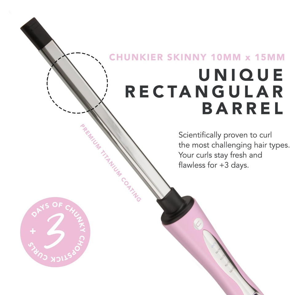 Chopstick Styler Cheeky, Professional Curling Wand, 5 Variable Temperatures, 0.6 X 0.4 Chunkier Rectangular Titanium Barrel For Long Lasting, Natural, Voluminous Chopstick Mermaid Curls