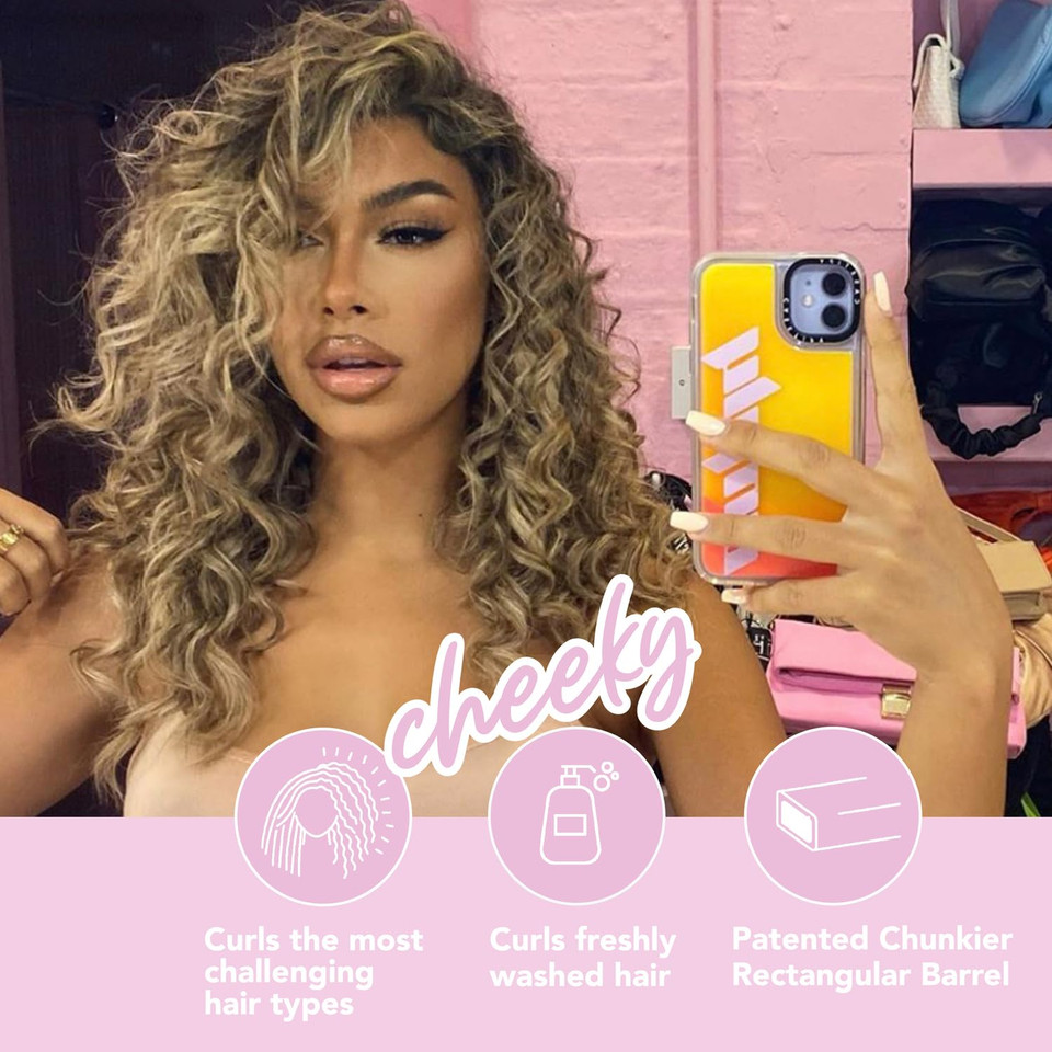 Chopstick Styler Cheeky, Professional Curling Wand, 5 Variable Temperatures, 0.6 X 0.4 Chunkier Rectangular Titanium Barrel For Long Lasting, Natural, Voluminous Chopstick Mermaid Curls