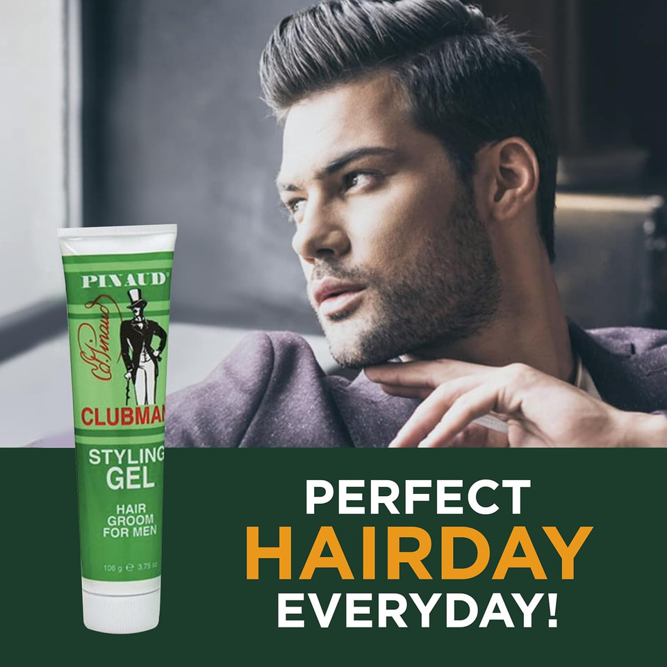Clubman Pinaud Styling Gel Hair Groom For Men, Conditioning, Non-Greasy, 3.75 Fl Oz