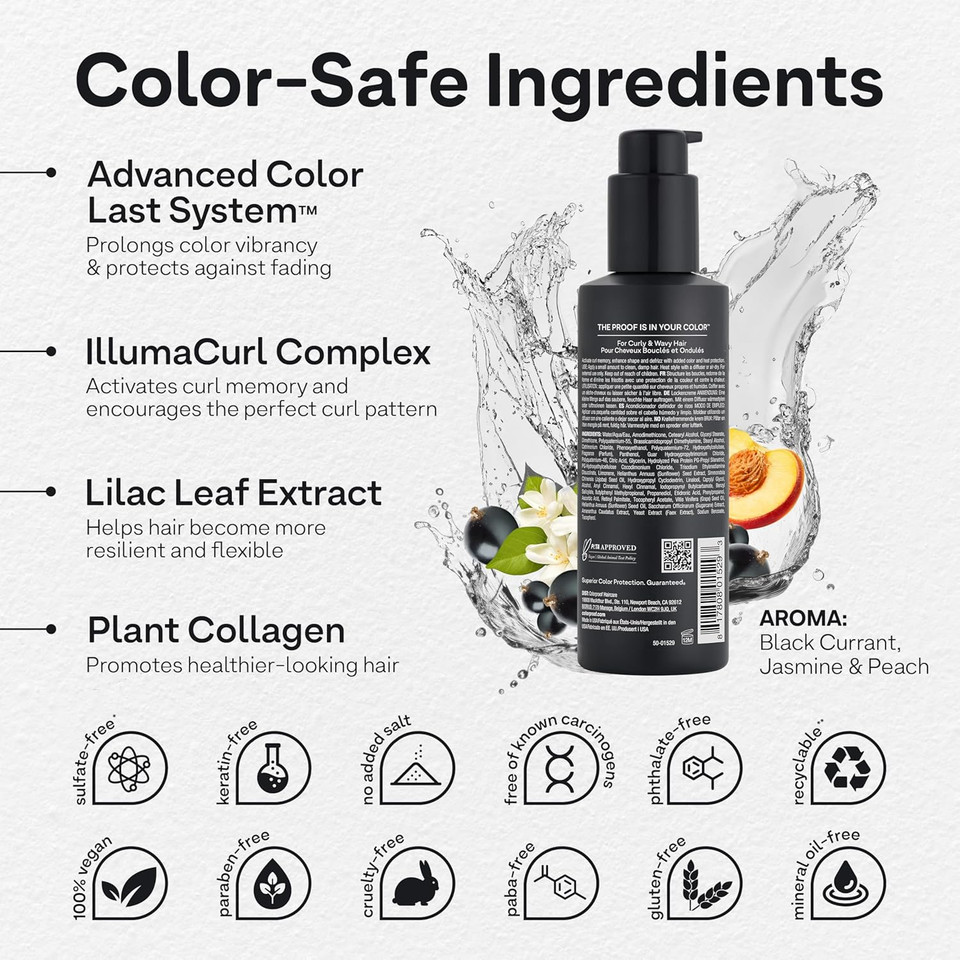 Colorproof Tru Curl Enhancing Crème 6.4 Fl Oz. Curl Creme With Black Currant, Jasmine & Peach Scent, Anti-Frizz, Humidity Control & Nourishing Curl Cream For Curly Hair Formula