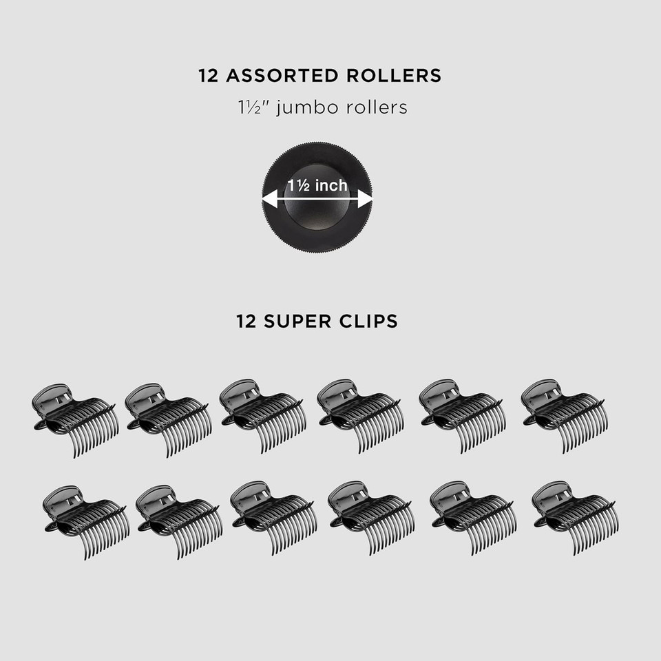 Conair Ceramic 1 1/2-Inch Hot Rollers, Super Clips Included, Create Big Bouncy Curls