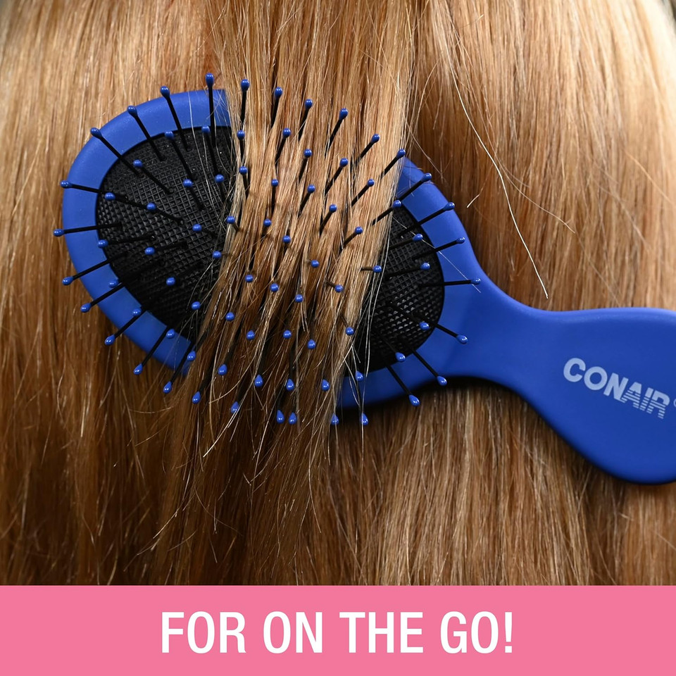 Conair Detangling Hair Brush 3Pk - For Wet And Dry Hair - Curly Hair Brush - Hair Brushes For Women - Detangler Brush - Hair Brushes For Women - Evergreen, Blush Pink, Black Assorted