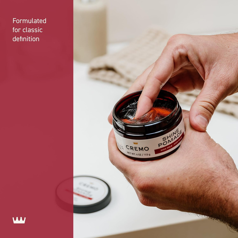Cremo Hair Pomade For Men - Premium Barber Grade Pomade, High Hold & Shine, Hair Styling, 4 Oz
