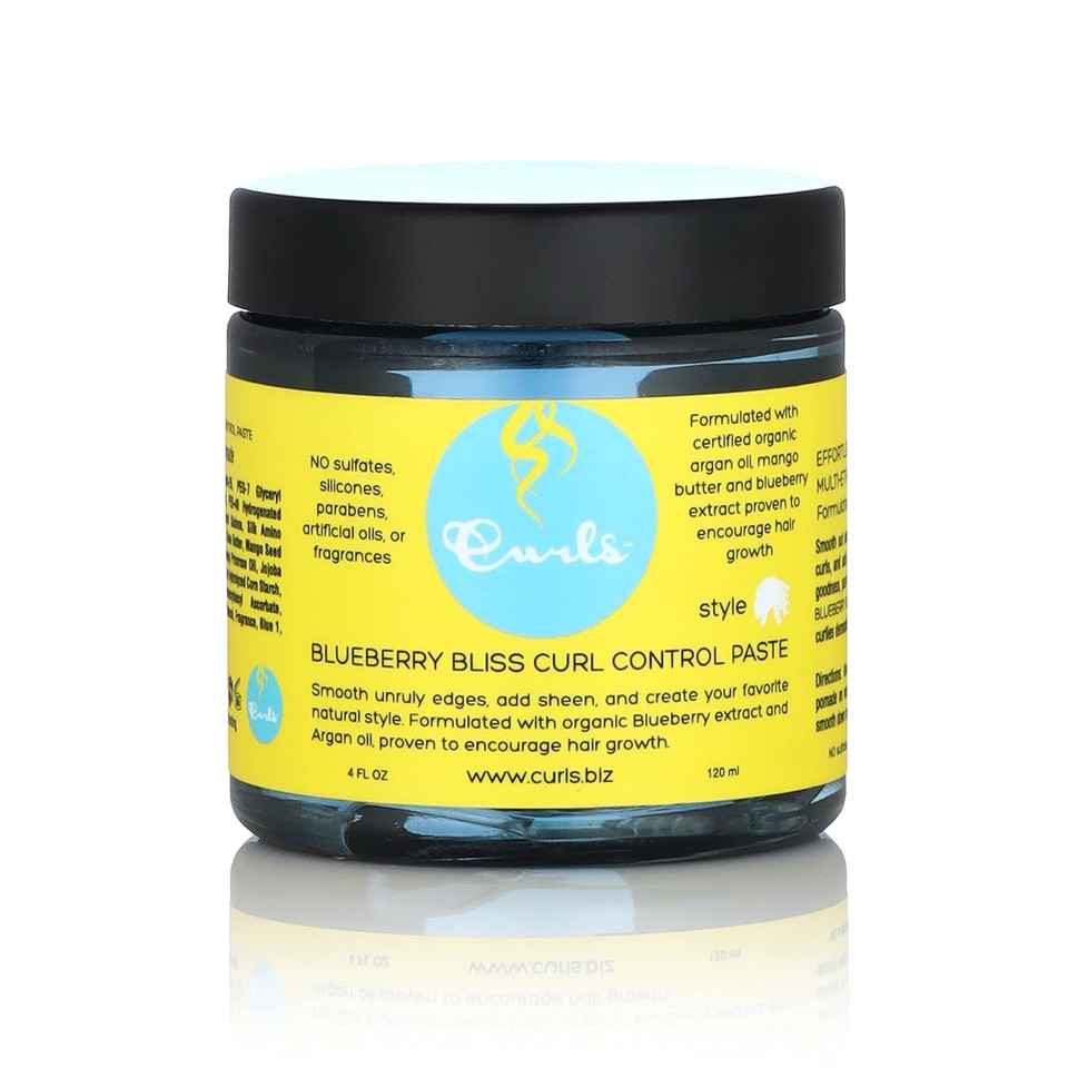 Curls Blueberry Bliss Control Paste - 4 Fl Oz, For Wavy, Curly, And Coily Hair Types, Smoothes Out And Slicks Down Edges, Tames Frizz & Adds Sheen