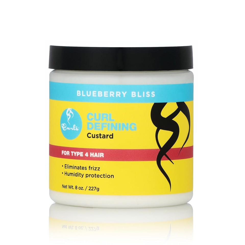 Curls Blueberry Bliss Defining Custard - 8 Oz, Cream For Frizz Control & Humidity Protection, Enriched With Aloe Leaf Extract, Coconut Oil, Shea Butter & Mango Seed Butter, Type 4 Coils