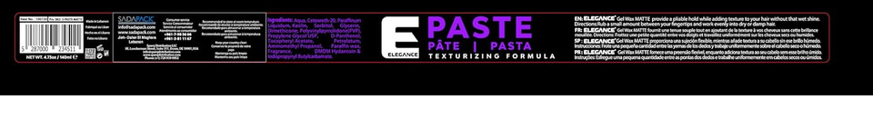 Elegance Hair Paste, 4.73 Oz, Pliable Hold With Matte Finish, Low Shine, Wax Easy To Apply And Distribute, Flake Free