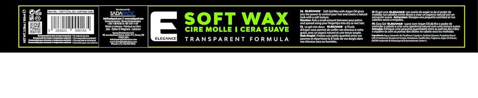 Elegance Soft Wax, 3.38 Oz, Soft Hold Hair Styling Wax, Clear Texture With Moisturizing Argan Oil, Natural Look